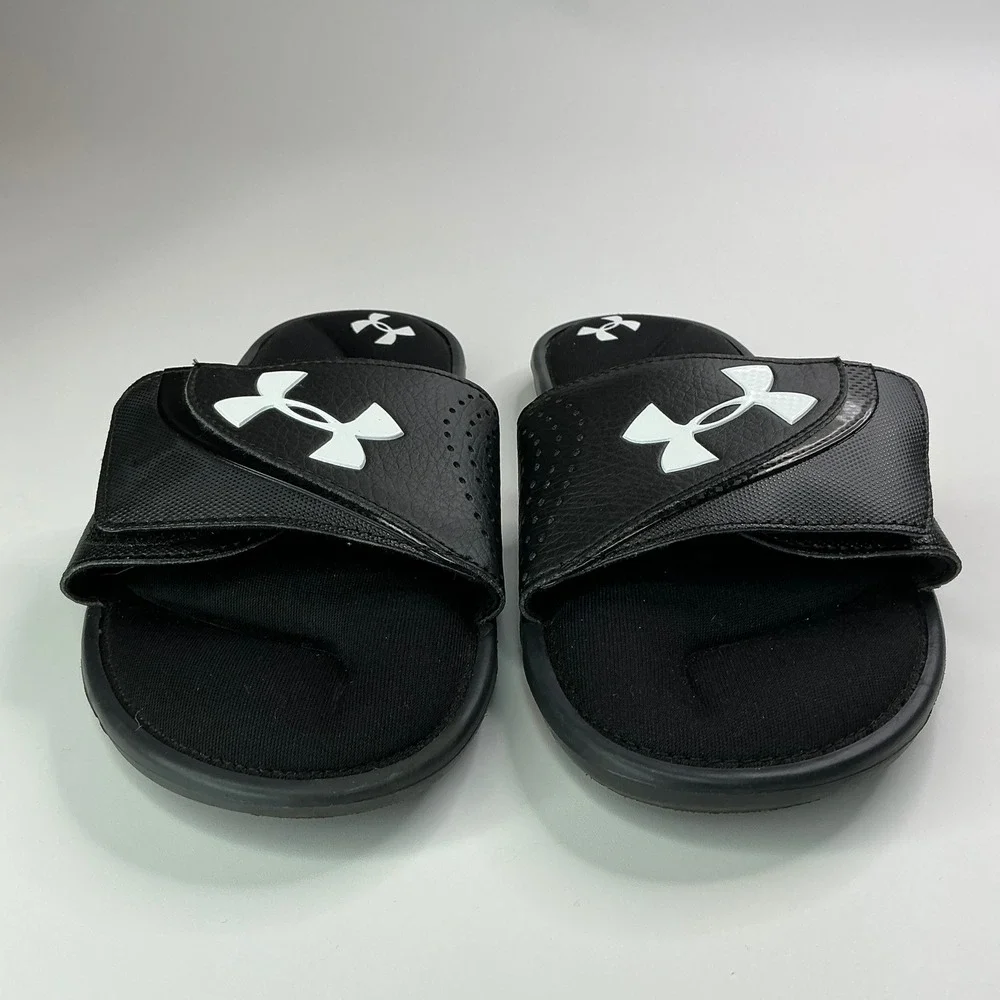Under Armour Black Ignite VI Slide Sandals Kids Size 6Y 4D Foam 3022728-001
